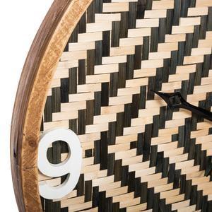 Horloge en bois tressé - ø 63 x P 4.5 cm - Noir et beige - ATMOSPHERA