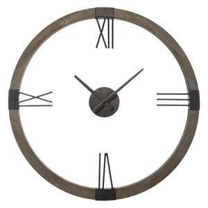 Horloge en métal et bois - ø 58 x P 4 cm - Marron - ATMOSPHERA