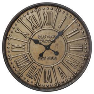 Horloge en métal embossé - ø 60.5 x P 6.5 cm - Marron - ATMOSPHERA