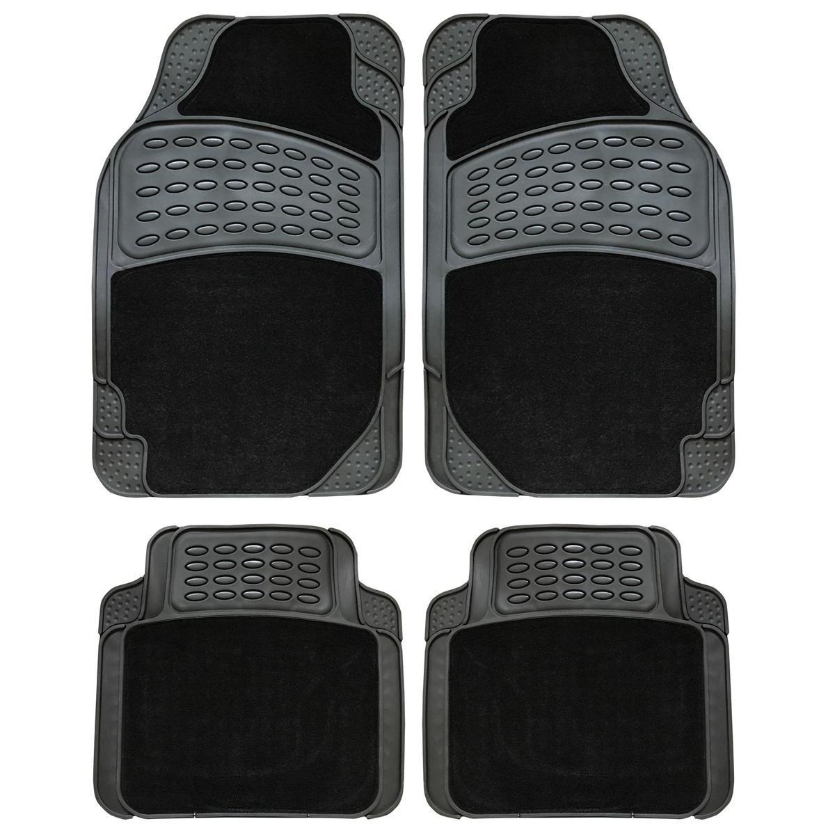 4 tapis de voiture effet moquette - L 71 x P 3 x l 45.5 cm - Noir