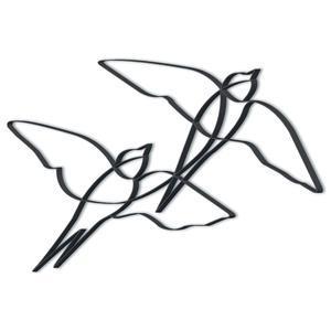 Déco métallique Vol d'oiseaux - L 80 x l 53 cm - Noir, gris