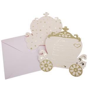 8 invitations de princesse - Rose