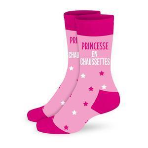 Paire de chaussettes ''Princesse en chaussettes'' - L 22.5 x H 7.2 x l 1.5 cm - Rose