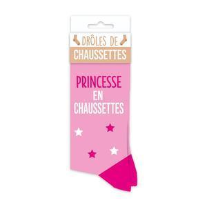 Paire de chaussettes ''Princesse en chaussettes'' - L 22.5 x H 7.2 x l 1.5 cm - Rose