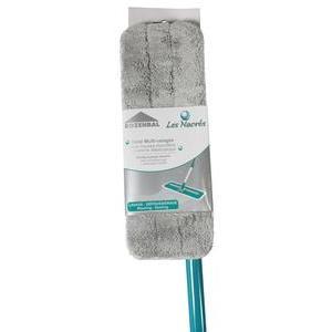 Balai multi-usages à housse microfibre - L 11 x H 85 x l 5 cm - Bleu