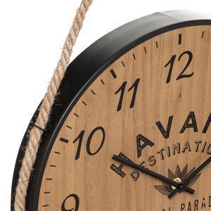 Horloge poulie Cuba - 40 x P 8 x H 72 cm - Marron - ATMOSPHERA