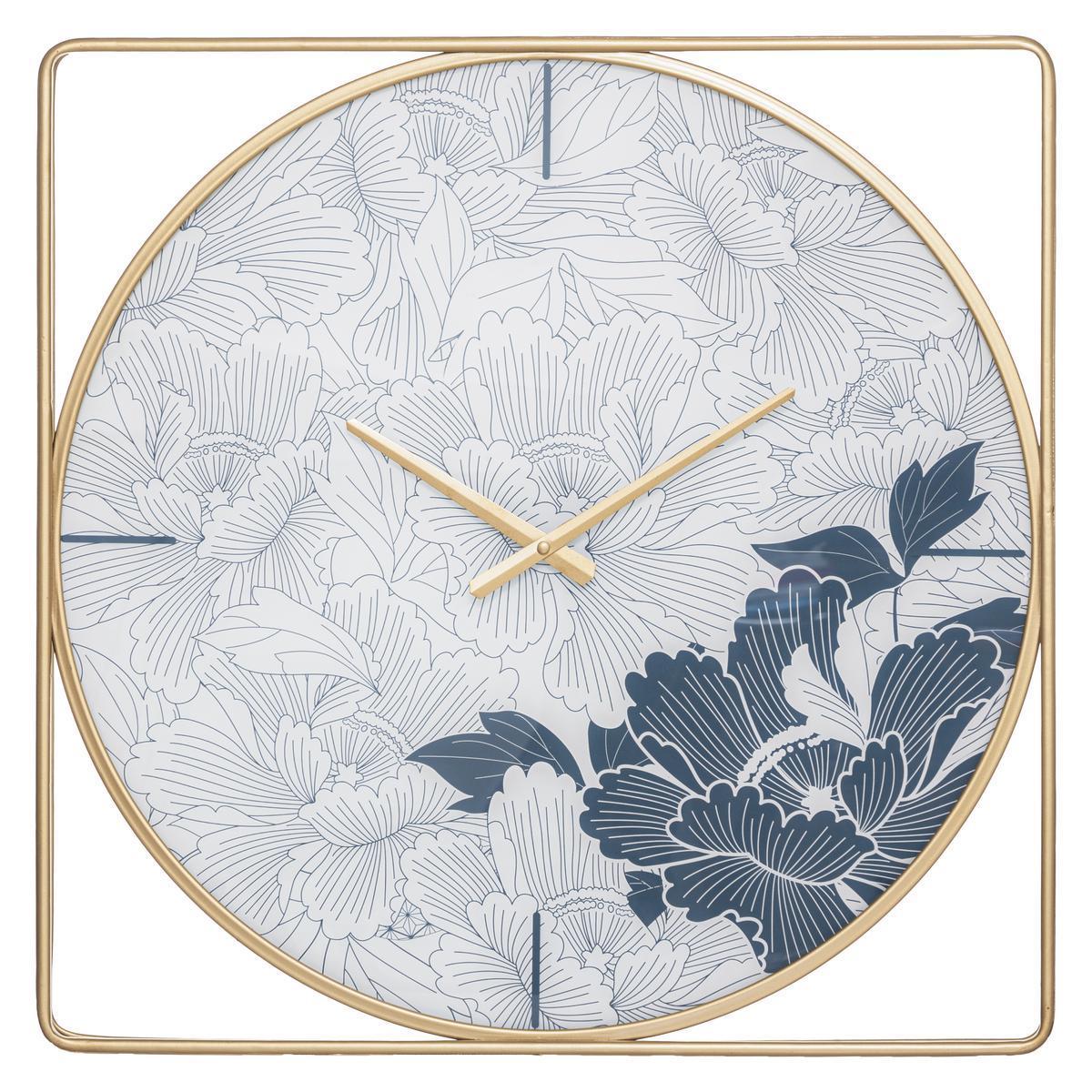 Horloge carré Christie - 58 x P 4.3 x H 58 cm - Or et blanc - ATMOSPHERA