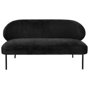 Canapé Lioni 2 places en velours - 147 x P 60 x H 79 cm - Noir - ATMOSPHERA