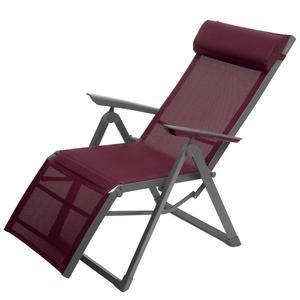 Fauteuil de jardin inclinable Decima - 64.5 x 73 x H 115 cm - Rouge bordeaux, gris graphite - HESPERIDE