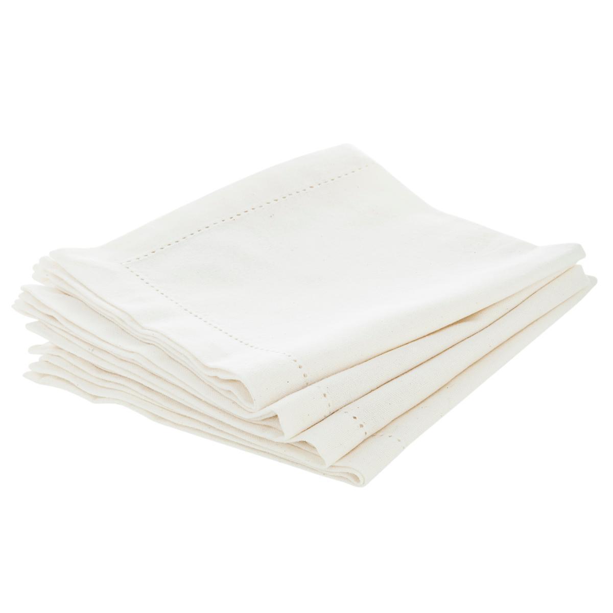 4 serviettes de table Chambray - 40 x 40 cm - Blanc - Atmosphera