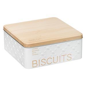 Boîte à biscuits Scandinave - L 19.5 x H 8 x l 19.5 cm - Blanc - 5FIVE