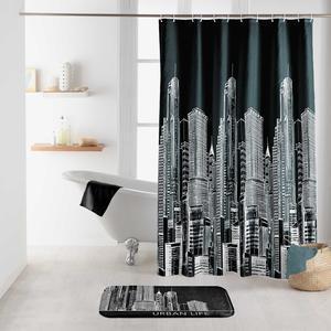 Rideau de douche imprimé Central City - L 200 x l 180 cm - Noir, blanc