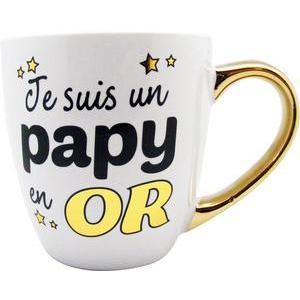 Mug format XL - Papy en or - ø 8 x H 11 cm - Or, noir, blanc