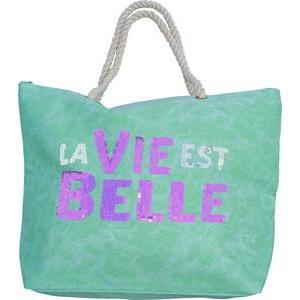 Sac bandoulière ''La vie est Belle'' - L 50 x H 6 x l 35 cm - Vert