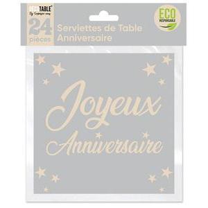 24 serviettes anniversaire - Gris