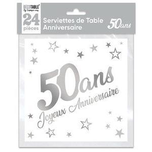24 serviettes 50 ans - Argent