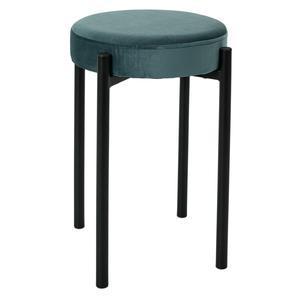 Tabouret en velours et métal - BUBBLE - Bleu gris