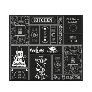 Cache-plaques crédence décor Kitchen - L 56 x H 1.2 x l 50 cm - Noir, blanc