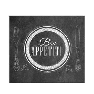Cache-plaques crédence décor Bon appétit ! - L 56 x H 12 x l 50 cm - Noir, blanc