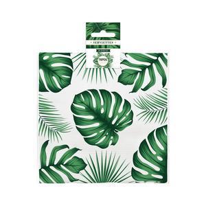 Lot de 12 serviettes de table jetables thème tropical - L 33 x l 33 cm - Vert