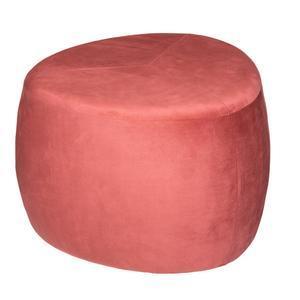 Pouf galet en velours Bloom - L. 50 x P. 50 x H. 34 cm - Rose -Atmosphera