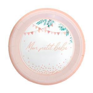 6 assiettes Baby Shower - Rose