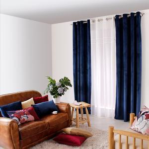 Rideau velours Nounours - L 240 x l 140 cm - Différents modèles - Bleu nuit