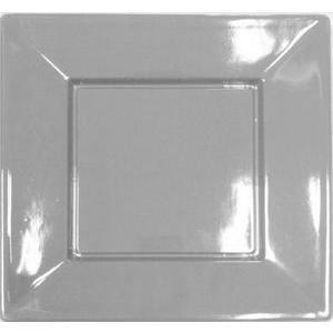 4 assiettes carrées en plastiques jetables - 23 x 23 cm - Gris