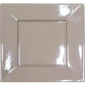4 assiettes carrées en plastiques jetables - 23 x 23 cm - Taupe
