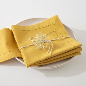 4 serviettes de table Chambray - 40 x 40 cm - Jaune moutarde - Atmosphera