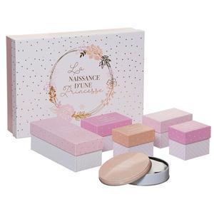 Coffret de naissance empreinte + boîtes souvenirs - Rose - Atmosphera