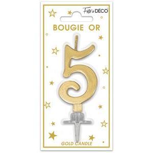 Bougie chiffre 5 - Or
