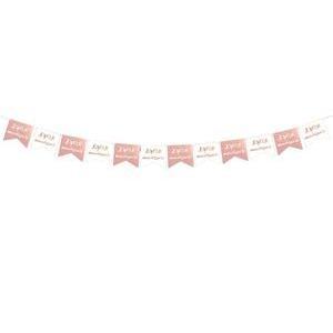 guirlande joyeux anniversaire 12 fanions carton 3.5m rose or