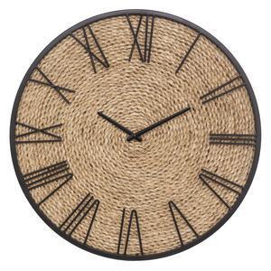 Horloge en métal et paille Nico -  ø 50 cm - Beige - ATMOSPHERA