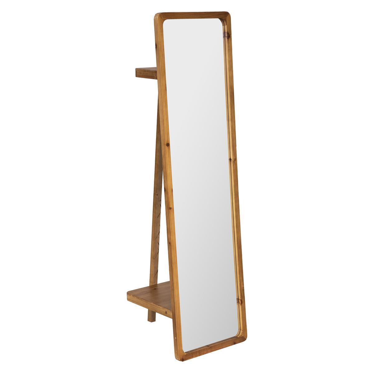 Miroir sur pied en bois Jill - H 160 cm - Marron - ATMOSPHERA