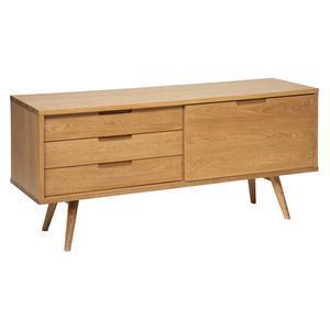 Buffet 1 porte 3 tiroirs Digha - L 160 x P 44 x H 72 cm - Beige - ATMOSPHERA