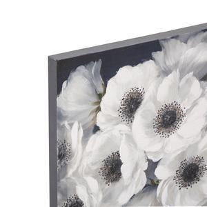 Toile peinte Fleurs - L. 38 x l. 38 cm - Blanc - ATMOSPHERA