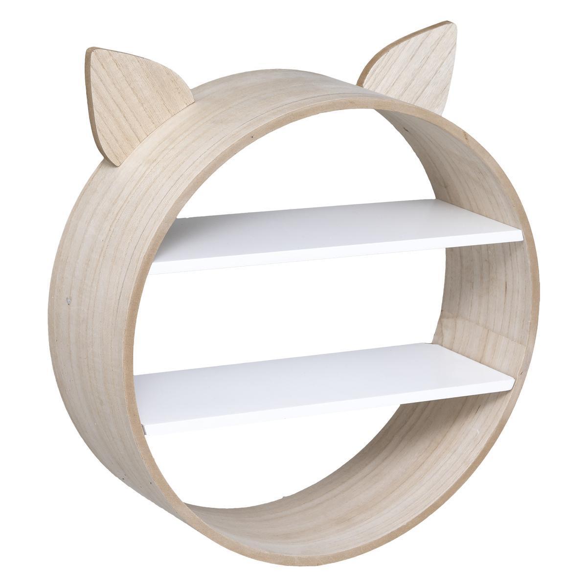 Etagère murale avec oreilles - ø 38 cm - Bois - ATMOSPHERA