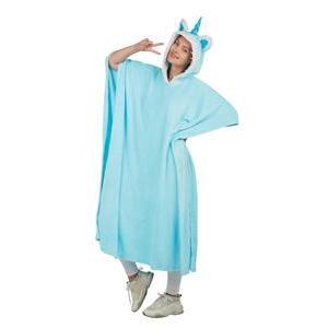 PONCHO LICORNE BLEU PASTEL