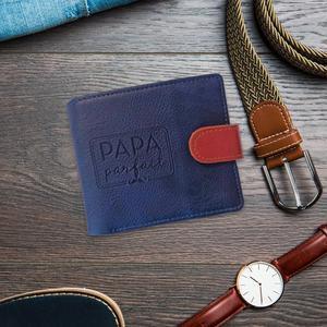 Portefeuille "Papa parfait" - 11.5 x H 9.5 cm - Bleu et orange