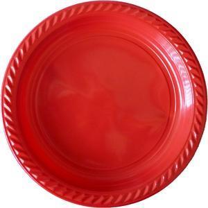 20 assiettes jetables en plastique - Ø 17 cm - Rouge