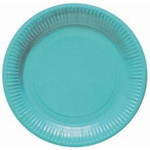 8 assiettes en carton - ø 23 cm - Bleu turquoise