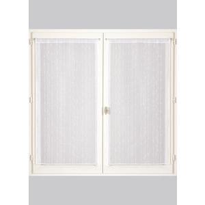 Paire de vitrages brodés - 60 x L 160 cm - Blanc