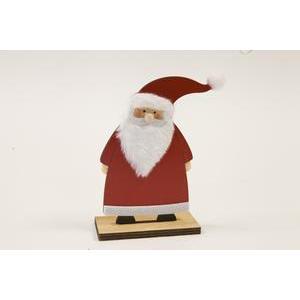 pere noel avec barbe en fourrure sur socle en bois