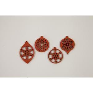 semis de table boule de noel design en bois (x 15) rouge