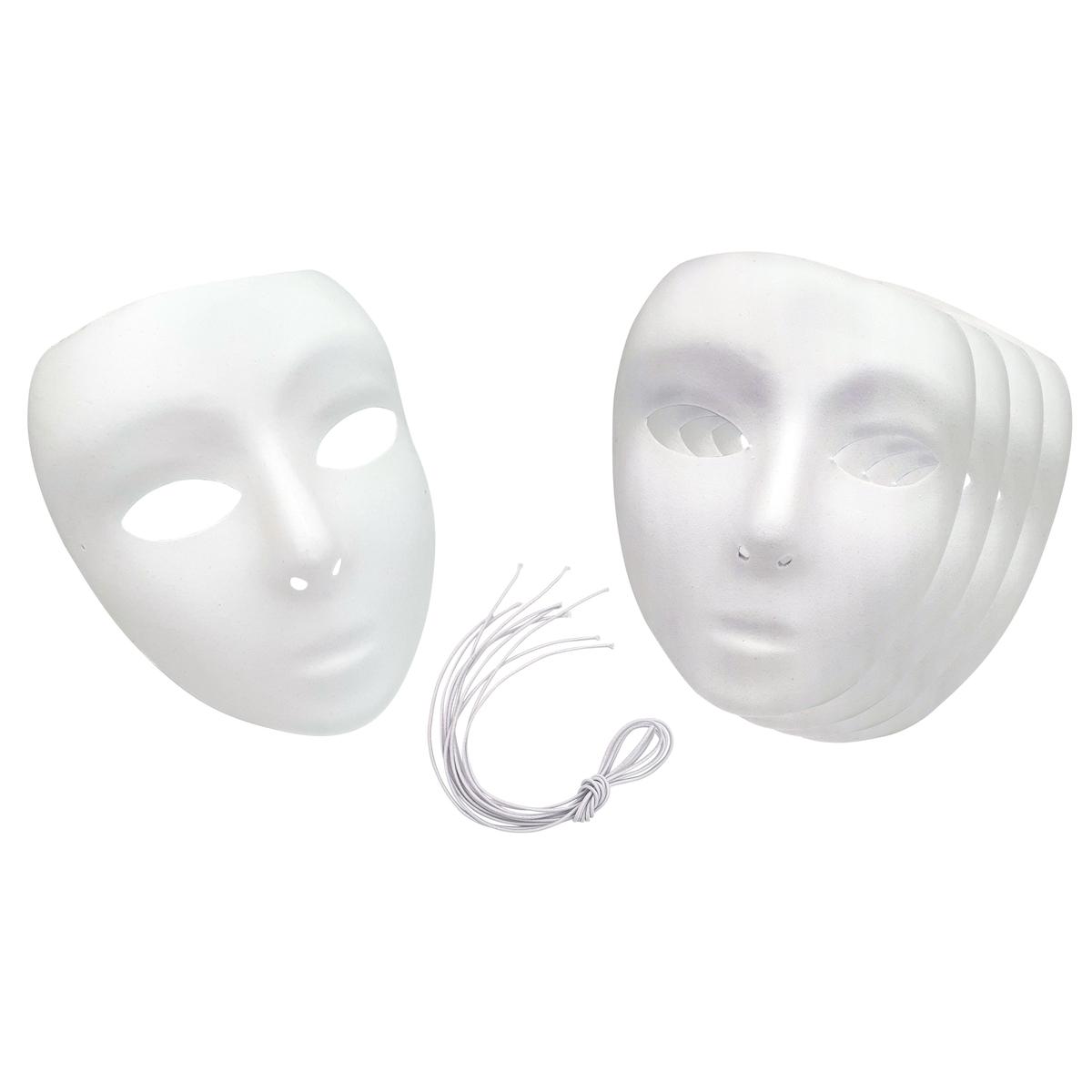 Masques plastique blanc 15 x 18 cm x 5 pcs