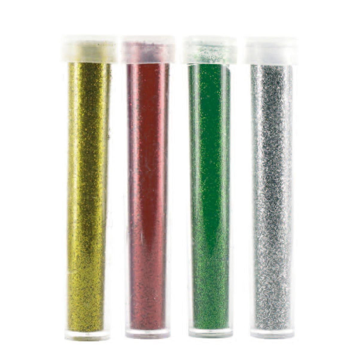 Paillettes diamantines tube couleurs assorties 3,5 g x 4 pcs