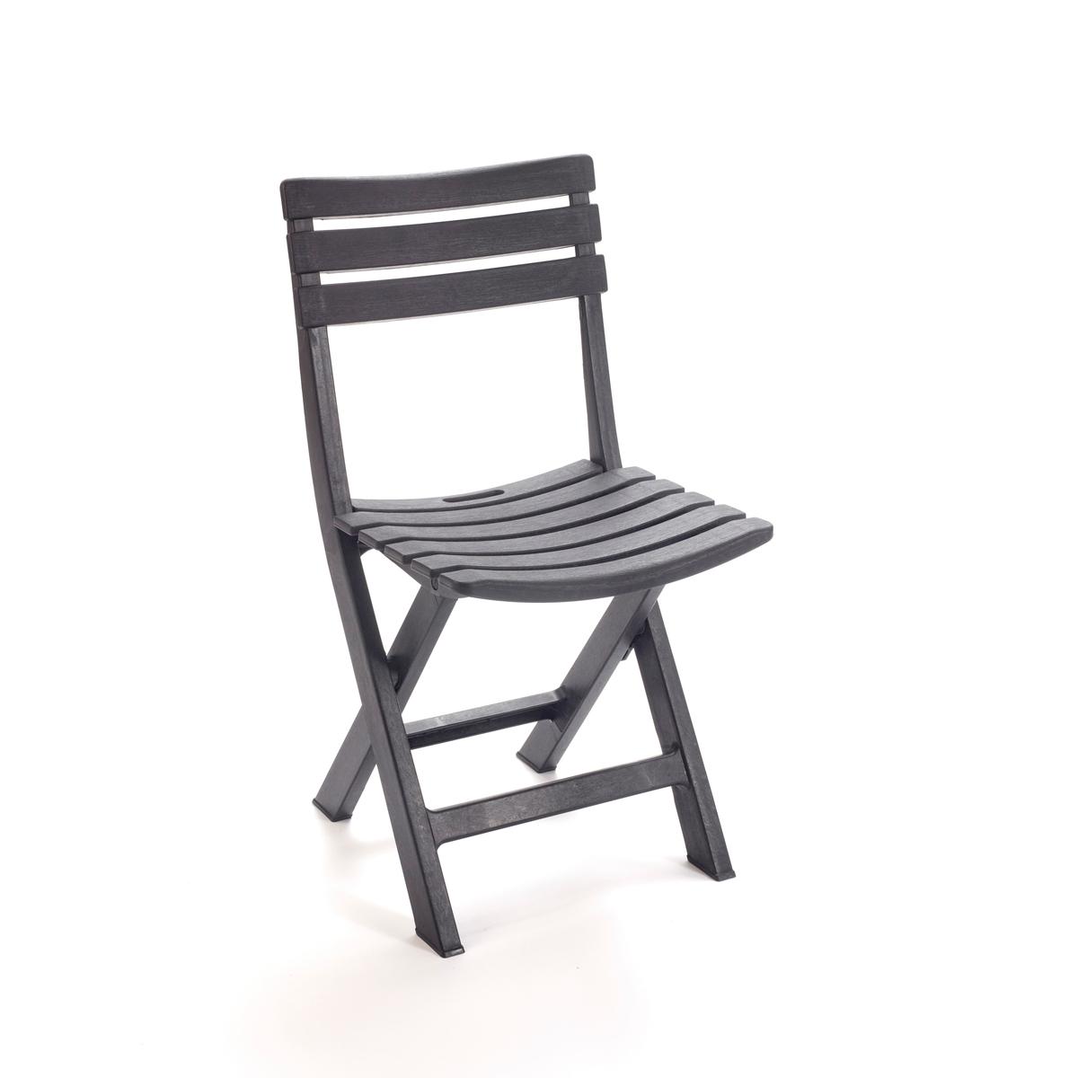 Chaise pliante effet bois - 44 x H 78 x 41 cm - Gris anthracite
