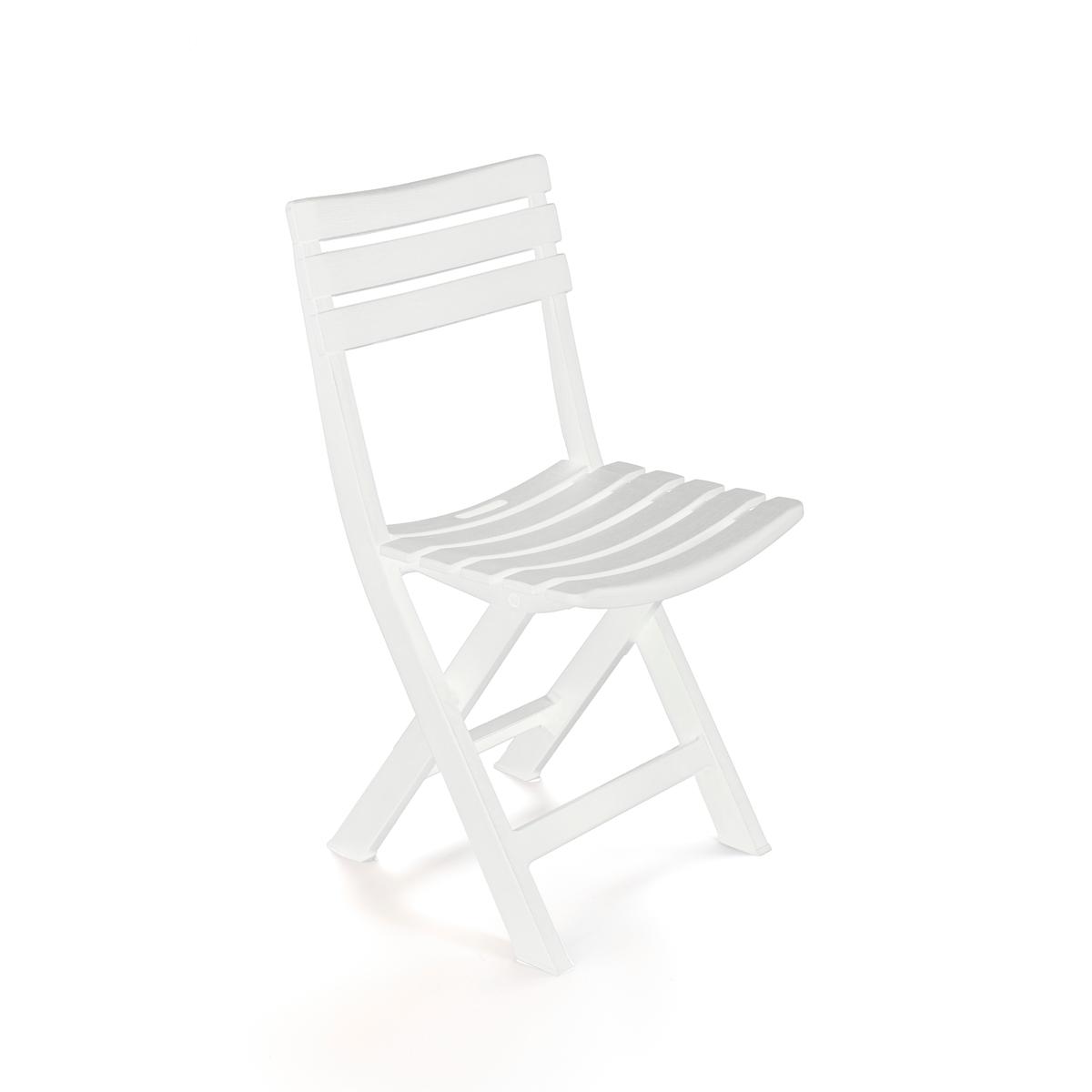 Chaise pliante effet bois - 44 x H 78 x 41 cm - Blanc