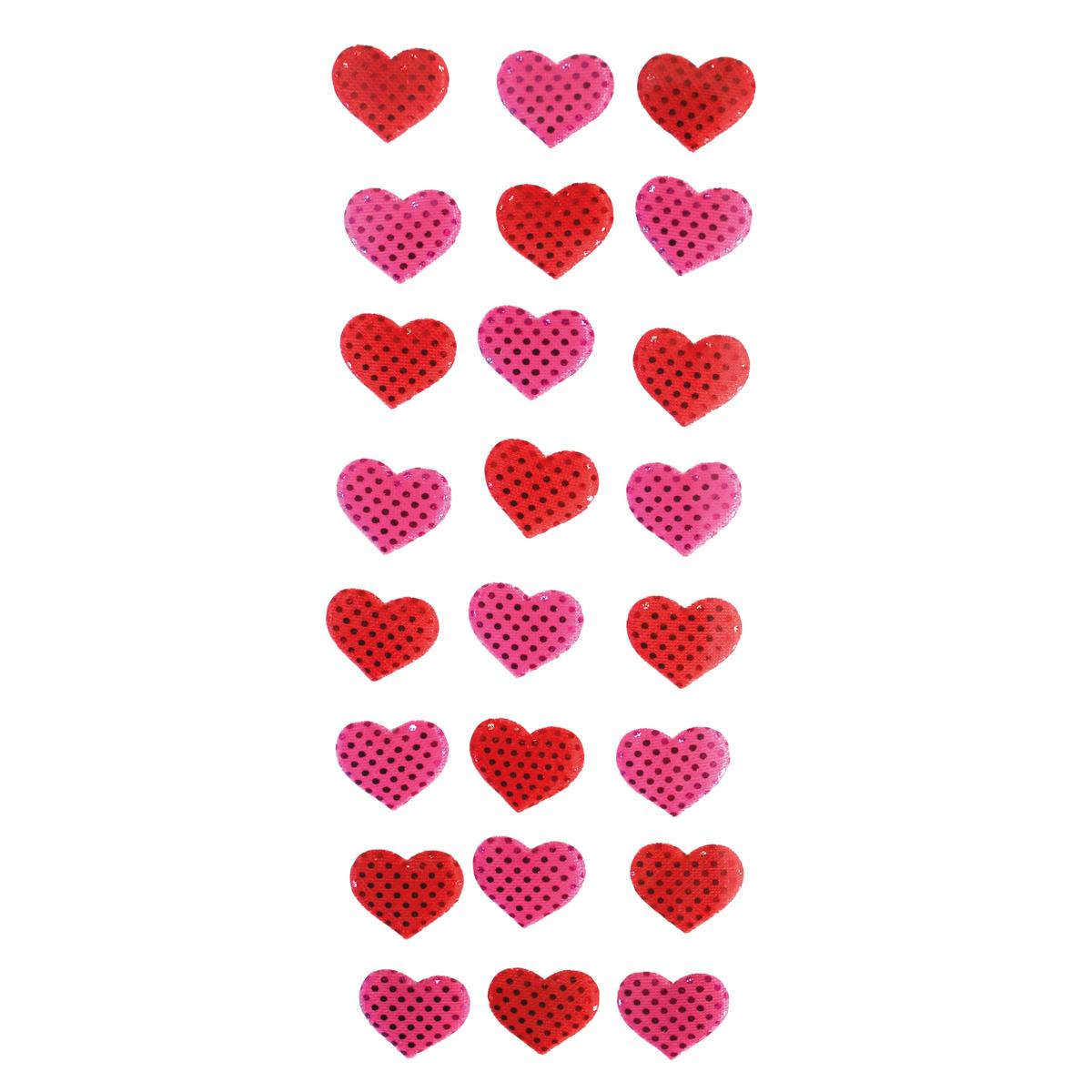 Stickers cœurs disco rouges et roses 1,8 x 1,5 cm x 24 pcs